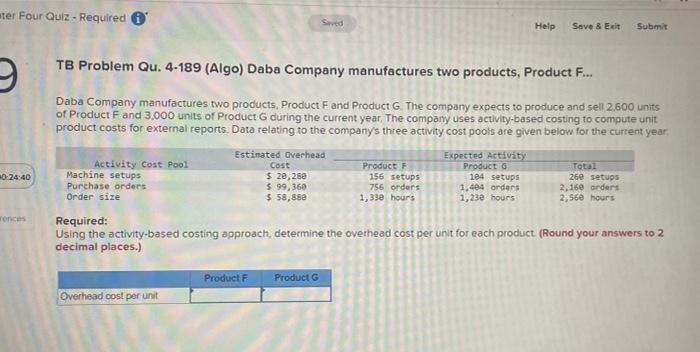 Labor Total Direct Production Hours Per Unit Labor-Hours Product xo 2,000 8,000