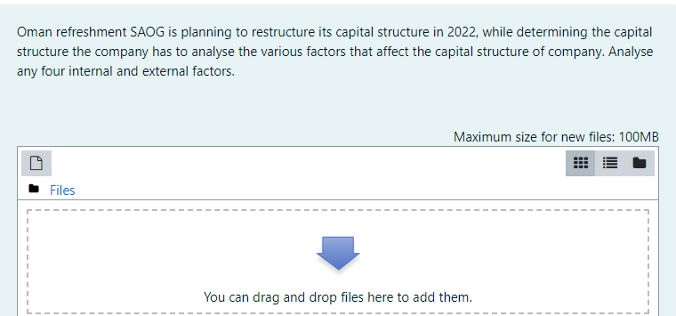  Oman refreshment SAOG is planning to restructure its capital structure in