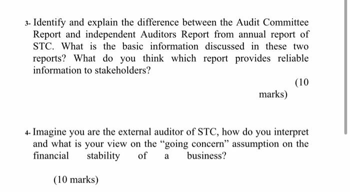  3- Identify and explain the difference between the Audit Committee Report