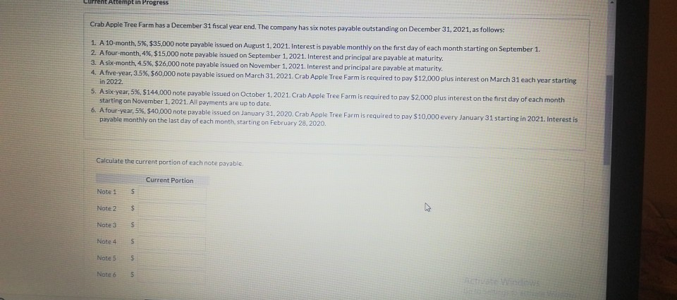  Attempt in Progress Crab Apple Tree Farm has a December 31