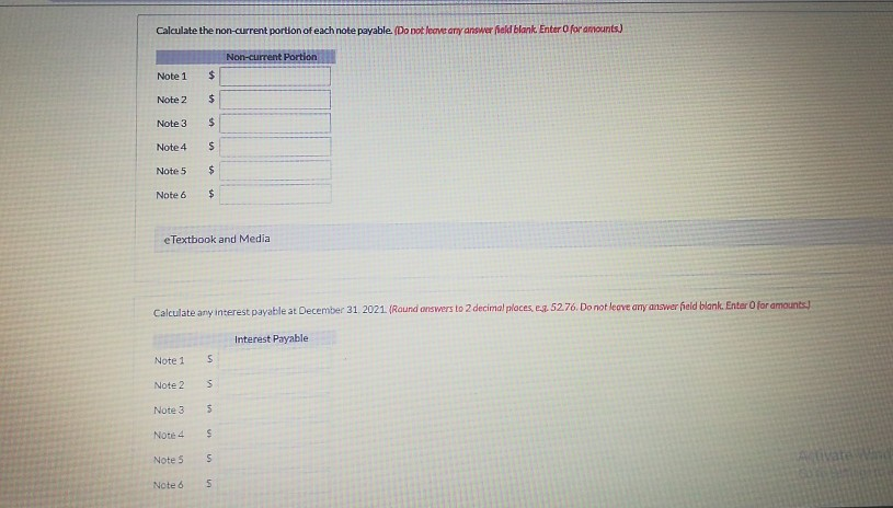 fiscal year end, The company has six notes payable outstanding on December