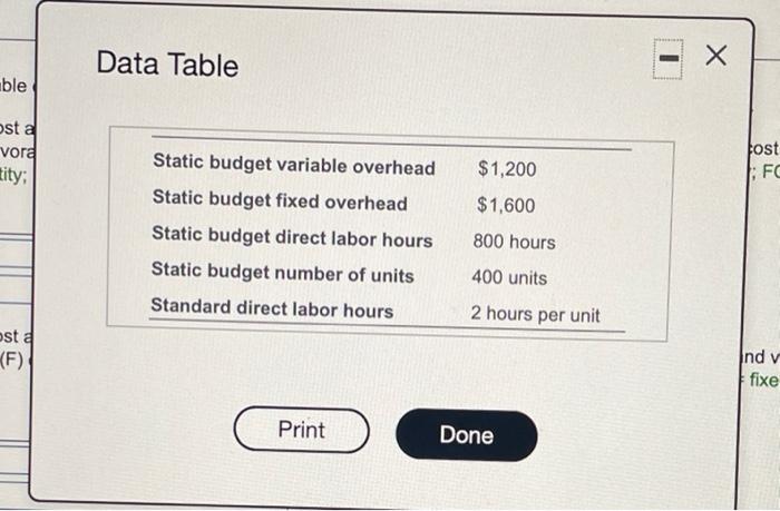  Please Show Answer on ENTIRE SCREEN.. Data Table ble sta vora