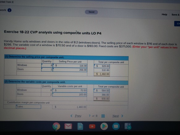  please help work Exercise 18-22 CVP analysis using composite units LO