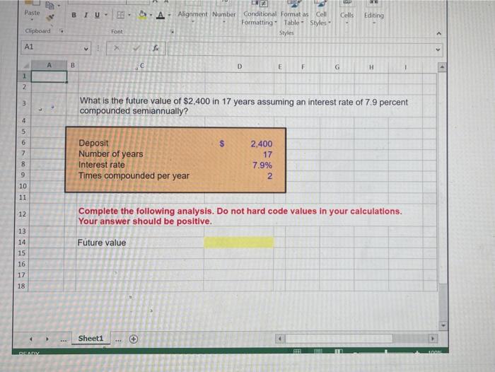 please include excel functions Paste BIU...A Alignment Number EN Conditional Format as