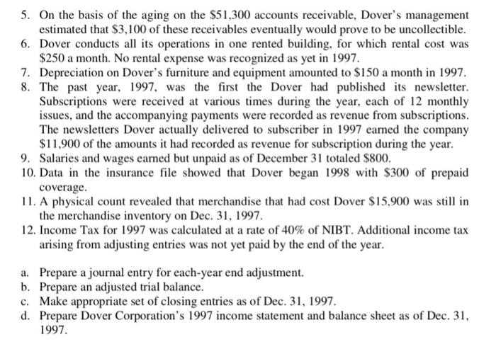 MUCH Problem 2: Dover Corporation Dover Corporation sells wine racks and publishes
