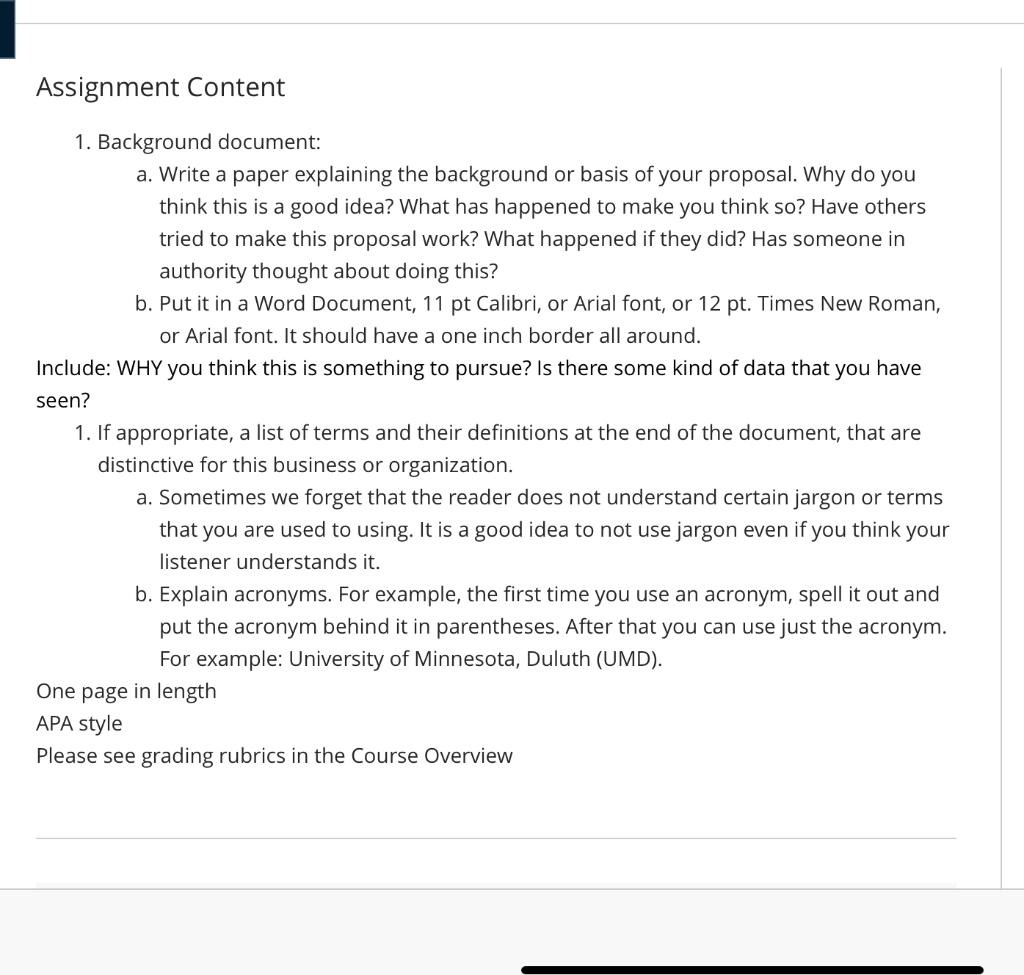 Can someone please answer this question Assignment Content 1. Background document: a.