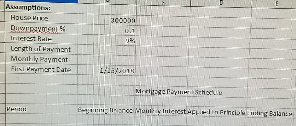 2 Mortgage Payment Table Retrieve Exercise02.xls from class website. Do the following: