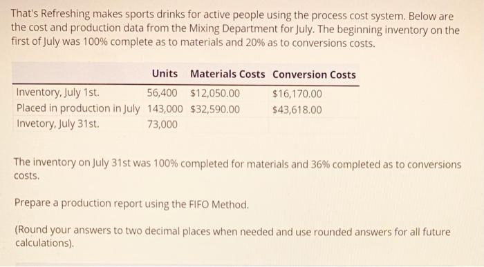  That's Refreshing makes sports drinks for active people using the process