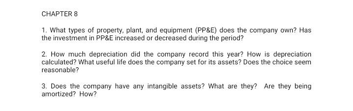Please answer 1 2 and 3 CHAPTER 8 1. What types of