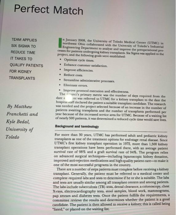  Develop a complete CTQ diagram making sure to establish the customer's