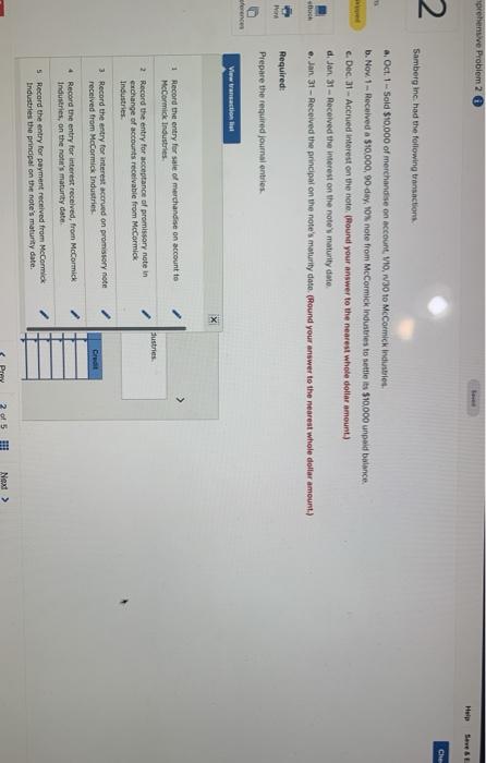  prehensive Problem 2 Seve Che 2 Samberg Inc. had the following