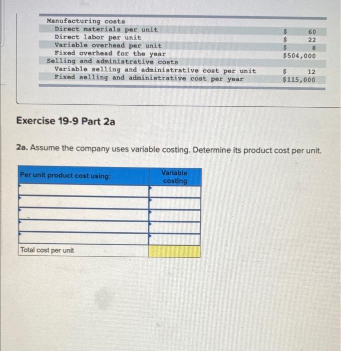below.) Cool Sky reports the following costing data on its product for