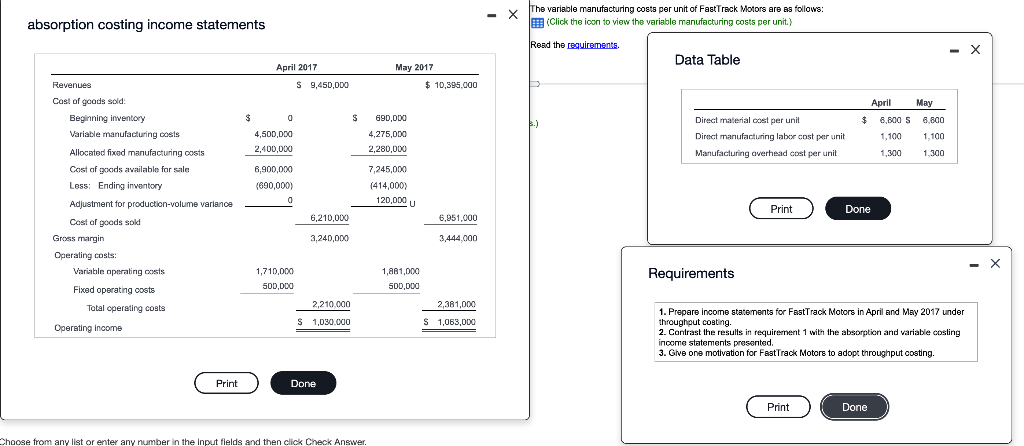 and why. Cost Accounting is not my expertise. Data Table variable costing