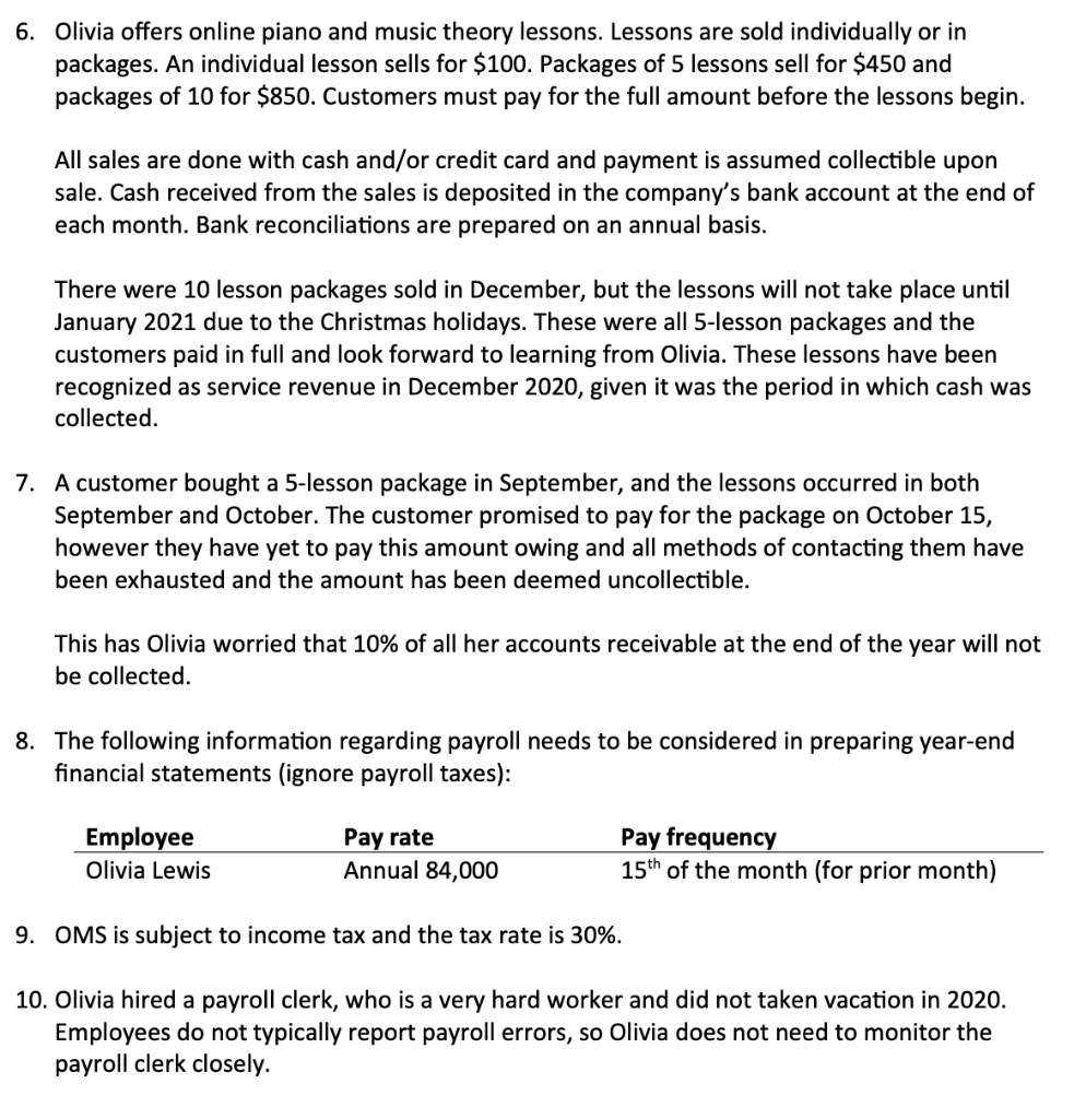entries for 2020, including any required year-end adjusting entries. Provide an explanation
