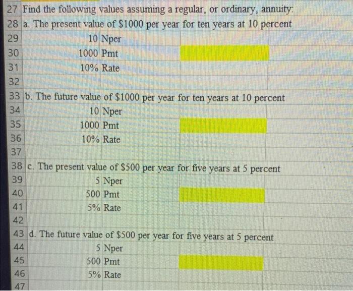  3 27 Find the following values assuming a regular, or ordinary,