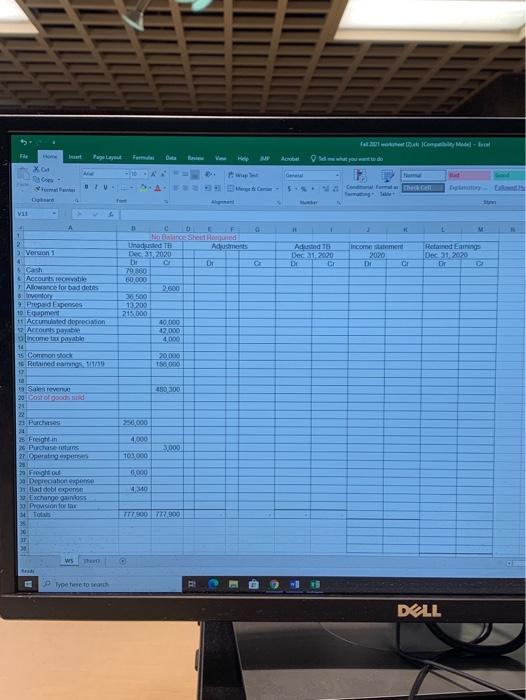 No Spac.. Subtle En Styles The Unadjusted Trial Balance columns of the