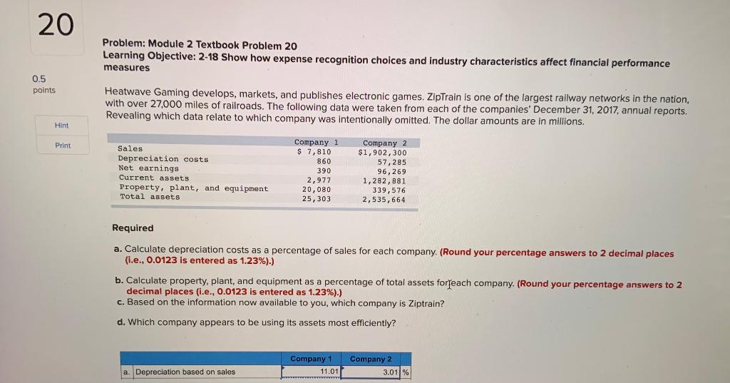 20 Problem: Module 2 Textbook Problem 20 Learning Objective: 2-18 Show