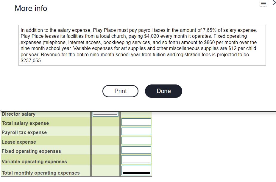 Preschool operates a not-for-profit morning preschool that operates nine months of the