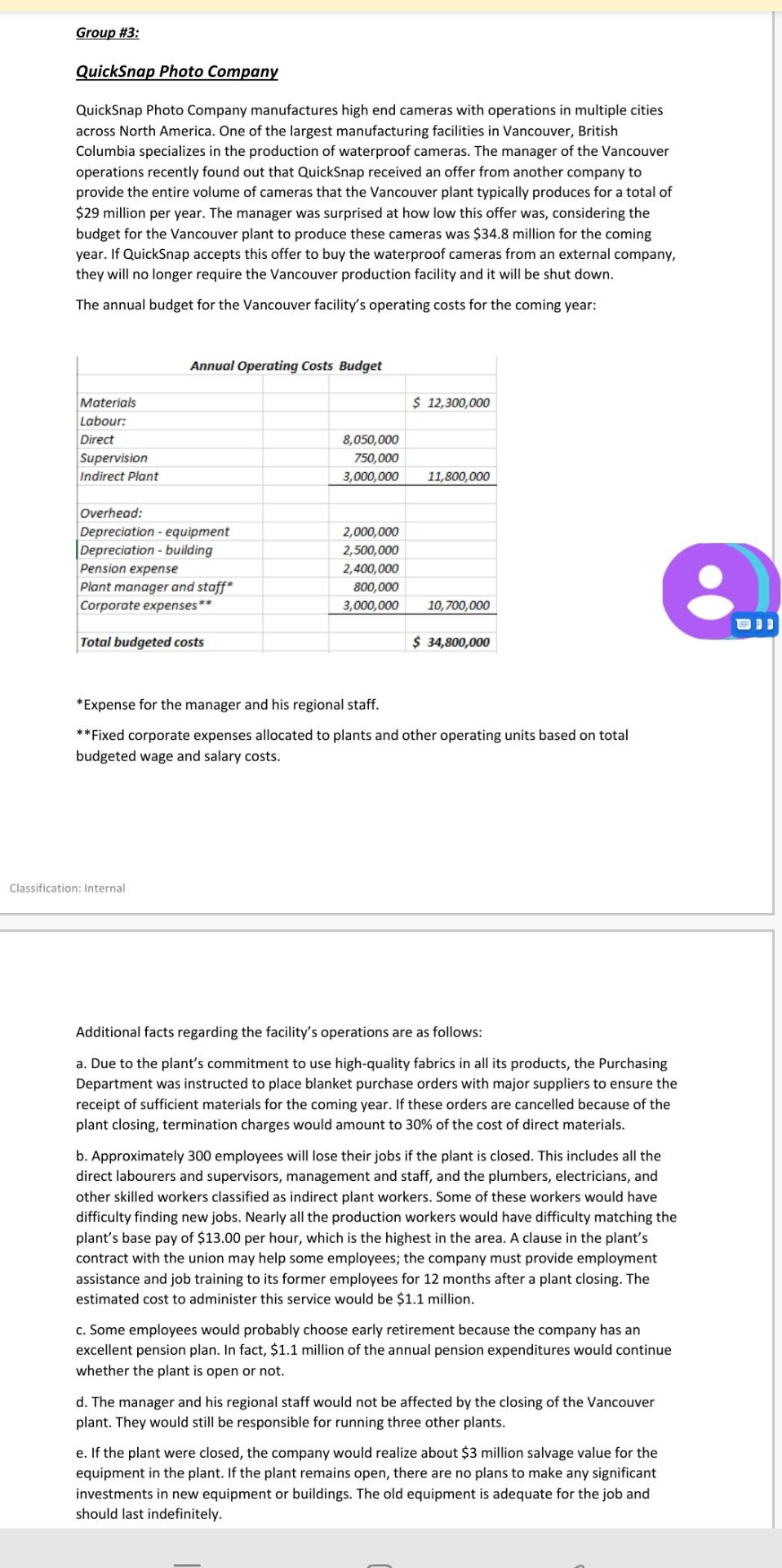 Old MathJax webview please answer Question 4 Group #3: QuickSnap Photo Company
