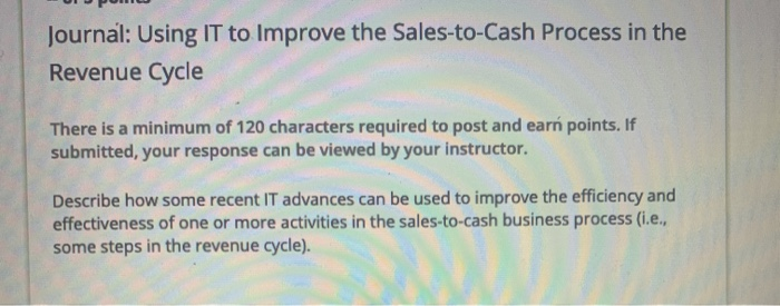  Journal: Using IT to Improve the Sales-to-Cash Process in the Revenue