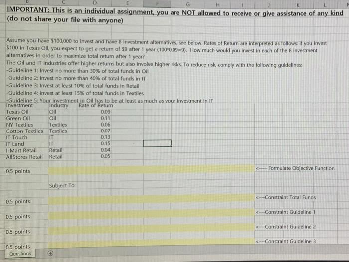  H K N IMPORTANT: This is an individual assignment, you are