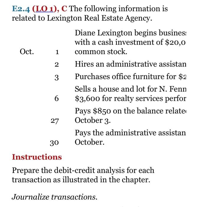  2. 3 E2.4 (LO 1), C The following information is related