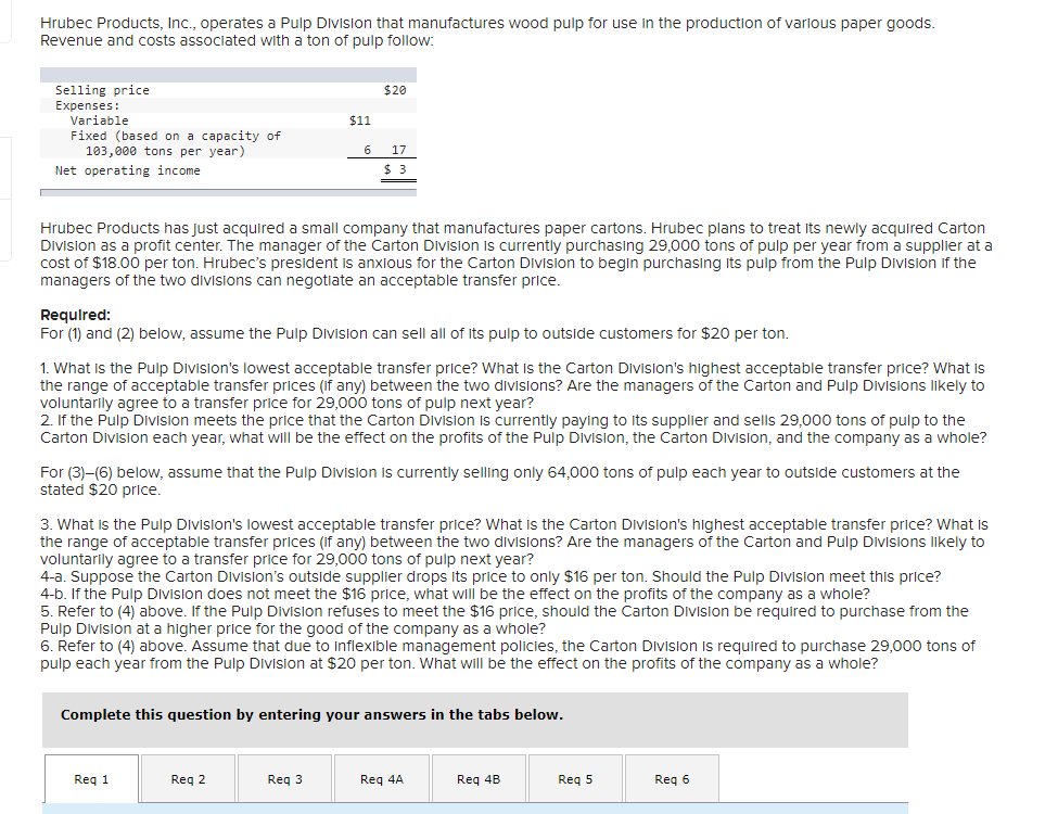 ASAP. Please answer it correctly and in Excel Hrubec Products, Inc., operates