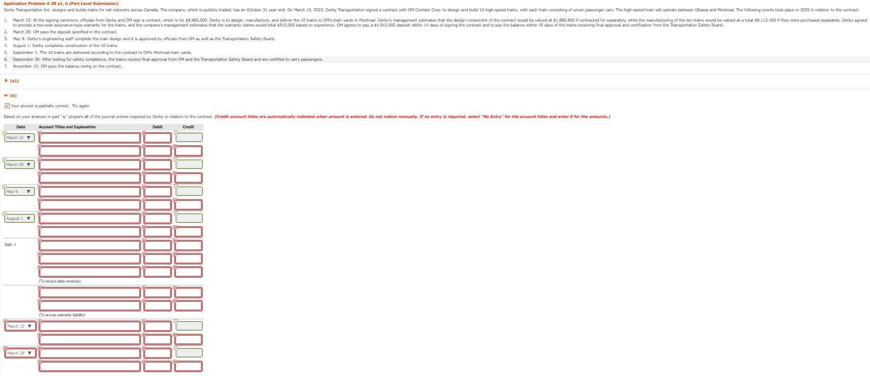  Application Problem 4-28 a1, b (Part Level Submission) Derby Transportation Inc.