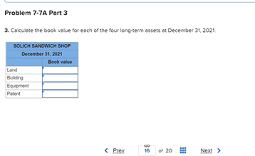 the questions displayed below) Solich Sandwich Shop had the following long-term asset