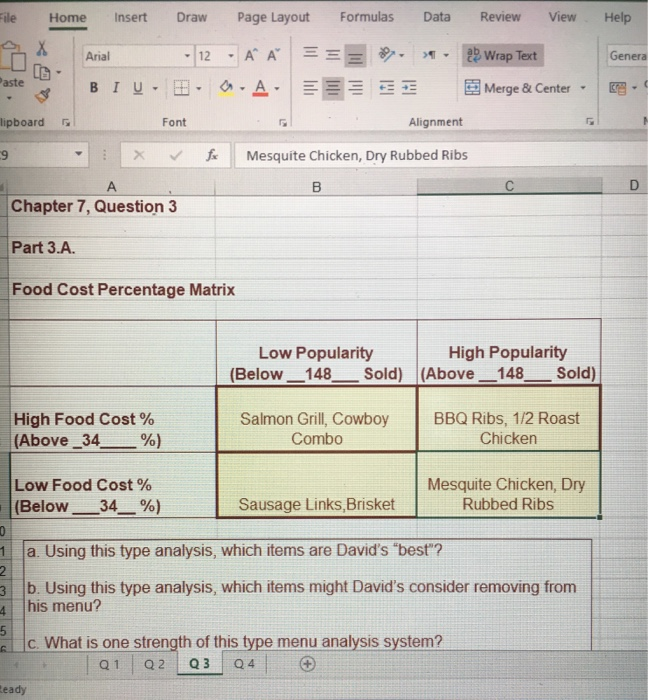 Desired Product Cost Percentage: 32% 26 Factor Method 28 Item 29 Steak