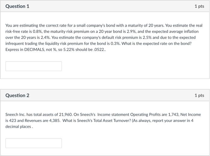are estimating the correct rate for a small company's bond with a