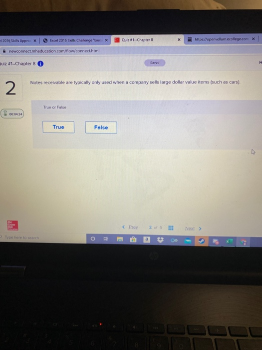  Quiz #1 Chapter 8 x https://openvellum.ecollege.com x 2016 Skolls Approx Excel