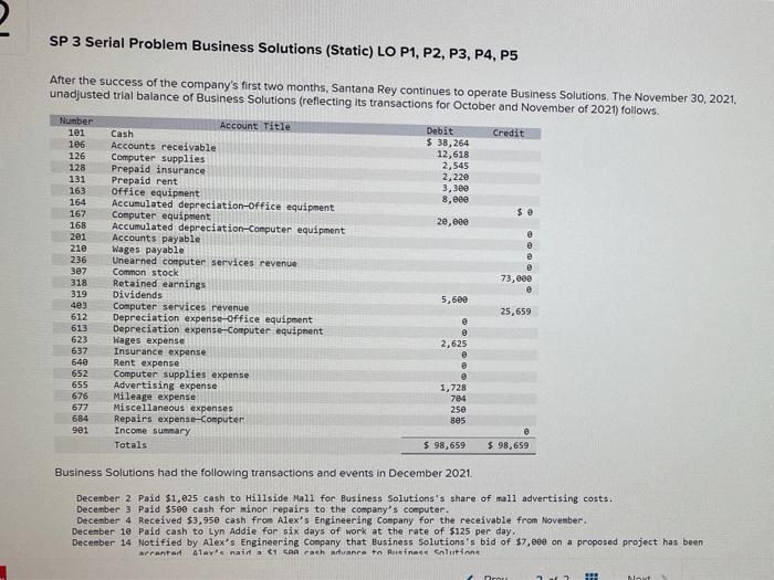 need help with 2b posting journal entries to record each of decembers