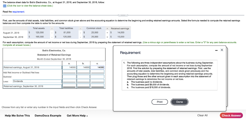 Co., at August 31, 2018, and September 30, 2018, follow: (Click the
