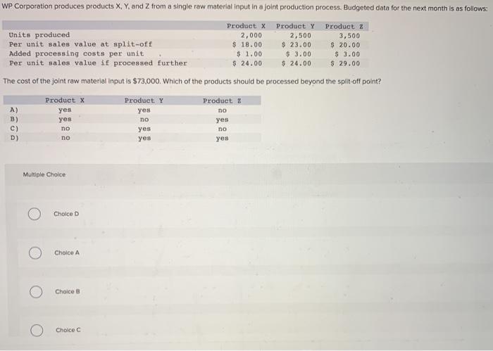 Corporation. Costs associated with the alternatives are listed below. Materials costs Processing