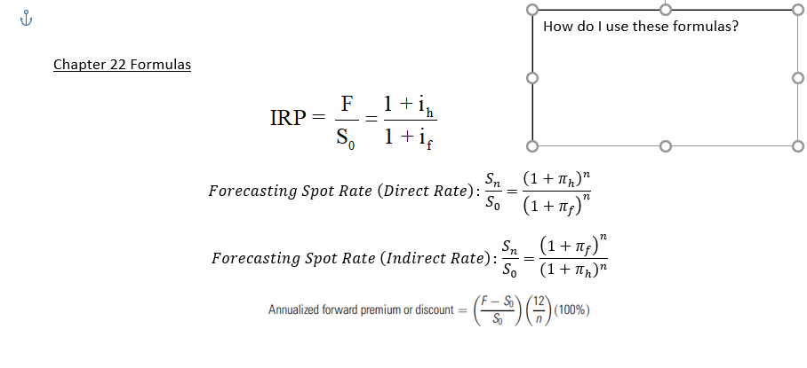  i How do I use these formulas? Chapter 22 Formulas 1