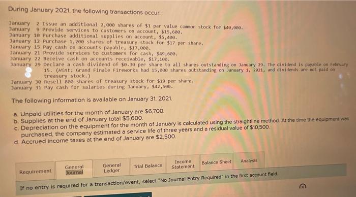 please answer with full general journal, trial balance, income statement, balance sheet,