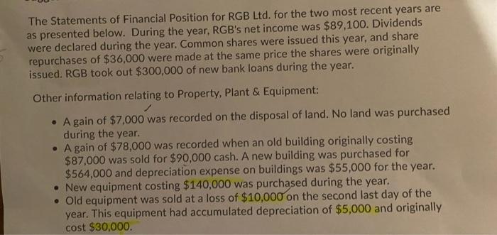 help prepare statemnt of cash flow using indirect method The Statements of