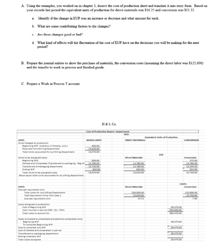  A. Using the examples, you worked on in chapter 3, dissect