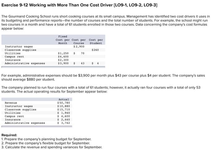  Exercise 9-12 Working with More Than One Cost Driver (LO9-1, LO9-2,