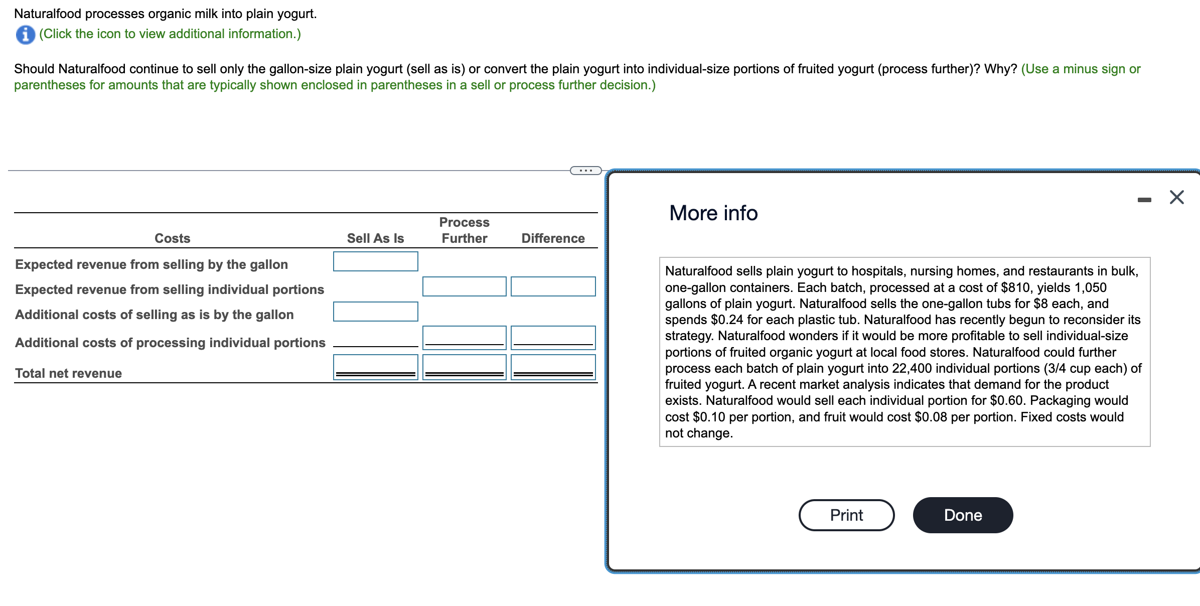  (Click the icon to view additional information.) Should Naturalfood continue to