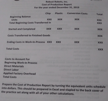 of robots to account for. 3. Prepare an equivalent unit's schedule. The