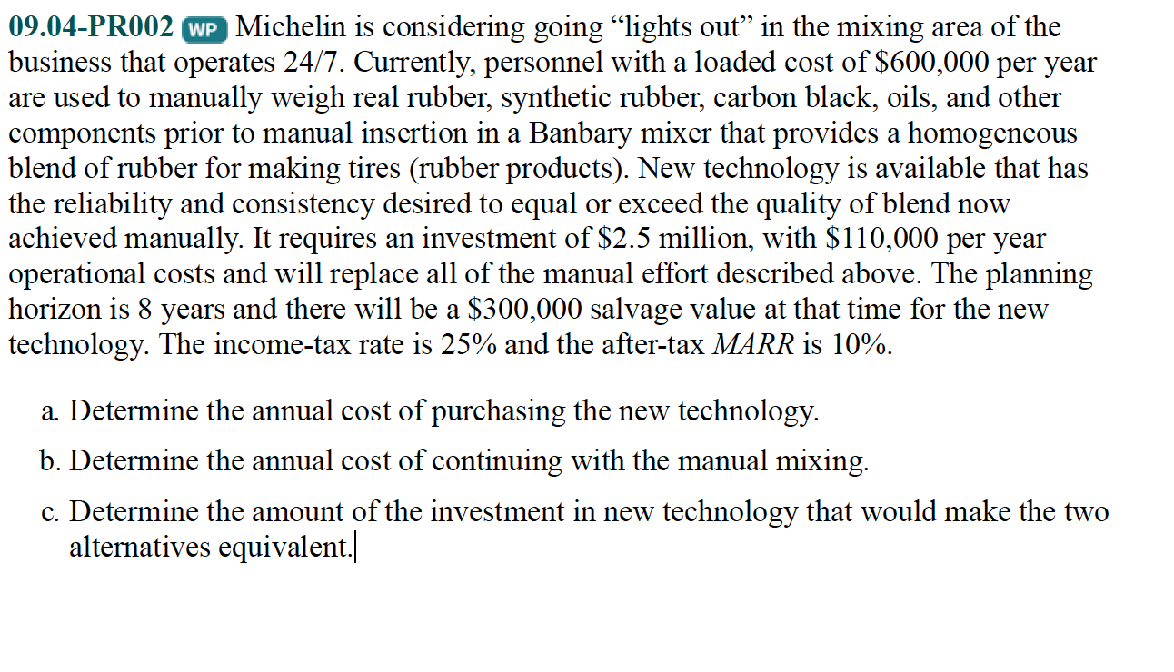 Please give a detailed solution to better understand it. 09.04-PRO02 WP Michelin