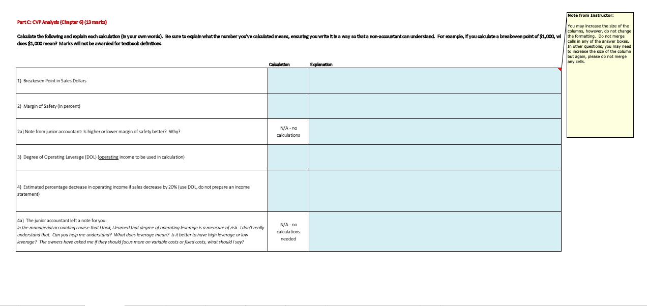 Classifications, CVP Income Statement & Analysts (31 marks) 2 3 Note from
