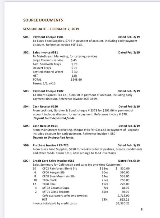  SOURCE DOCUMENTS SESSION DATE - FEBRUARY 7, 2019 SD1: Payment Cheque