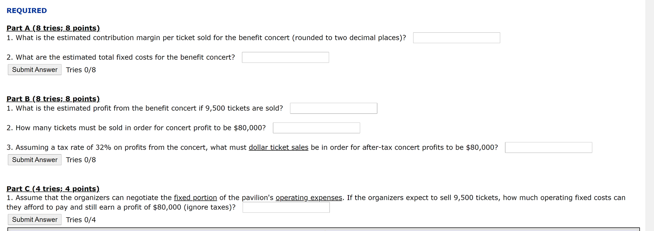 problem contains three parts. In Part A, you are asked to determine