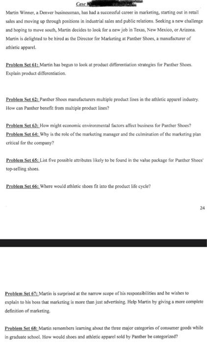 Solve the problem sets 65-68 and analyse it from the business perspective.