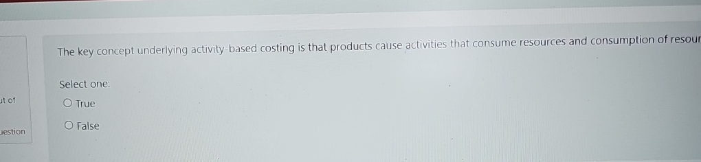  The key concept underlying activity-based costing is that products cause activities
