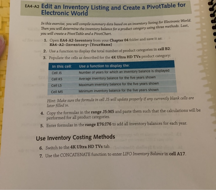  EA4-A2 Edit an Inventory Listing and Create a Pivotlab Electronic World