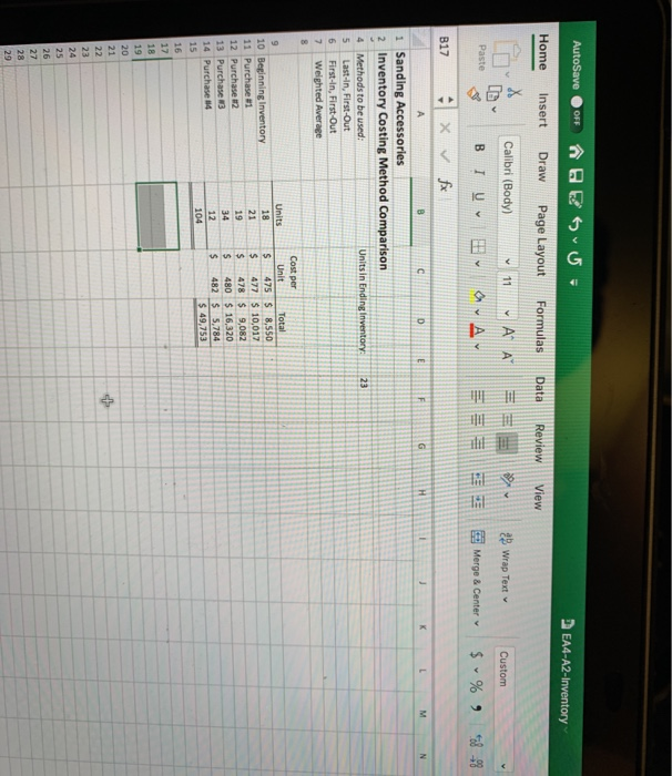 Chapter 04 folder and save it as: EA4-A2-Inventory-[YourName] 2. Use a function